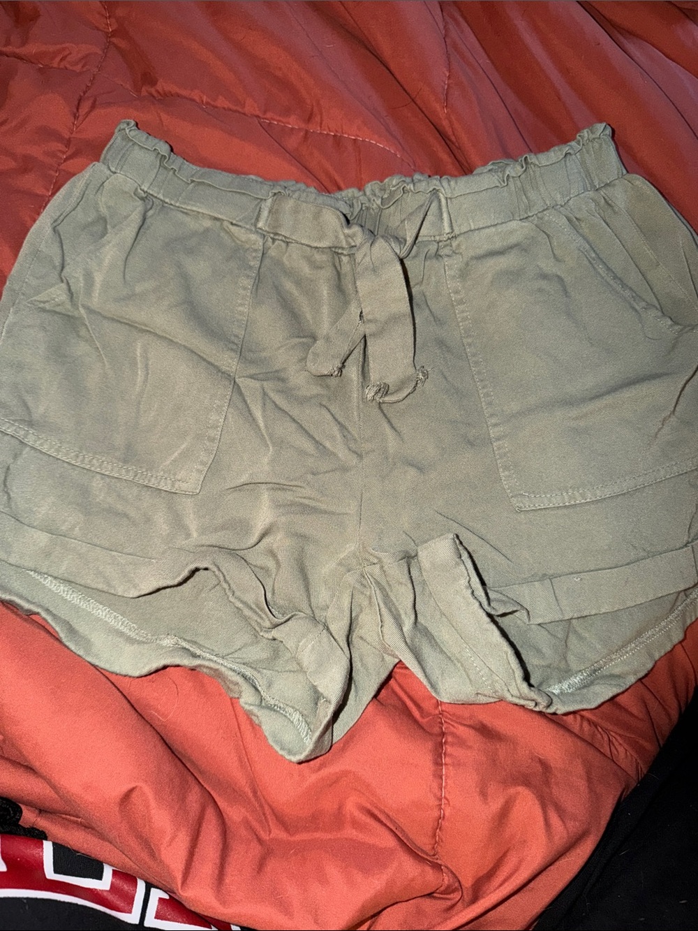 Charlotte Russe Olive Green High Waist Drawstring Shorts
